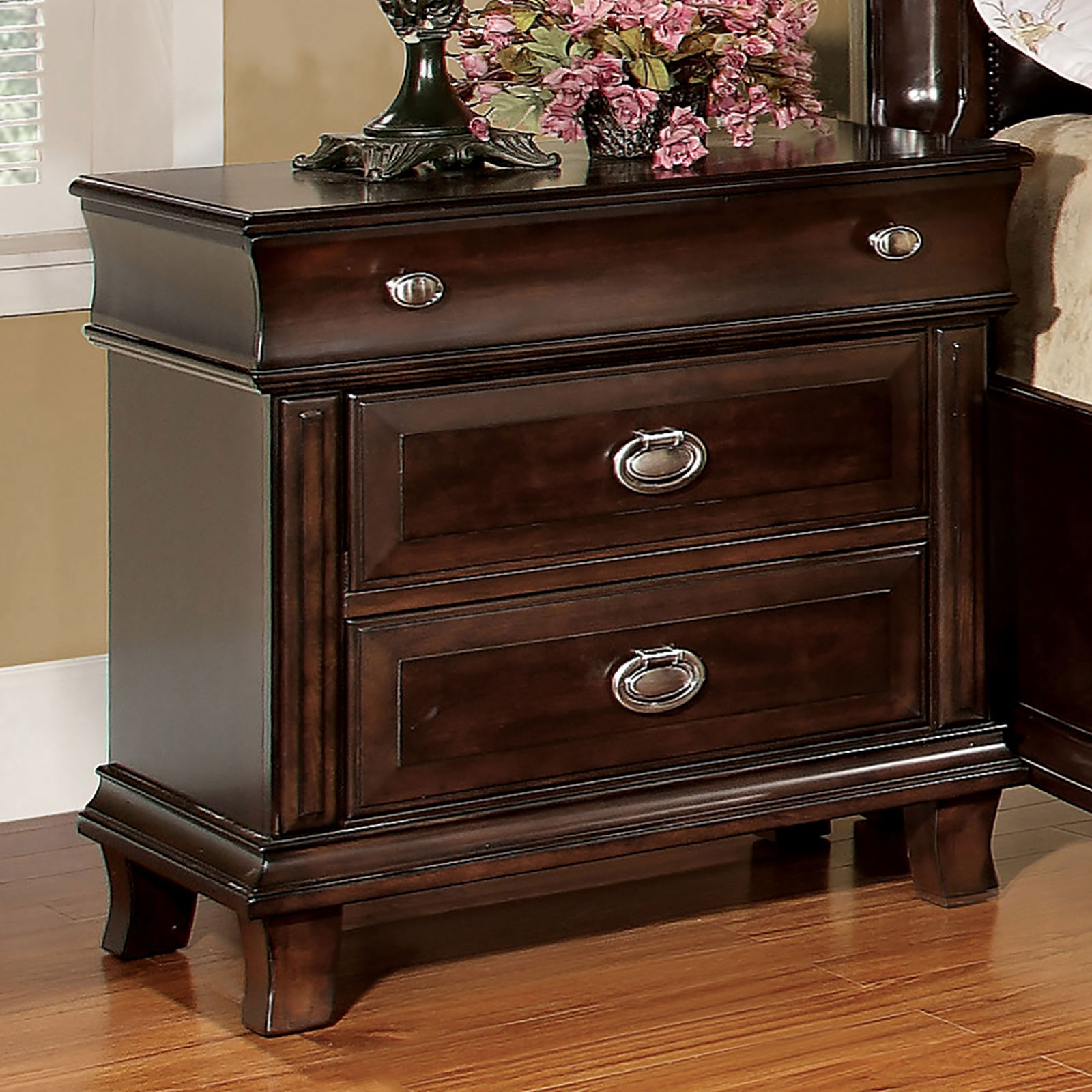 Bedroom :: Arden Night Stand Transitional Brown Cherry