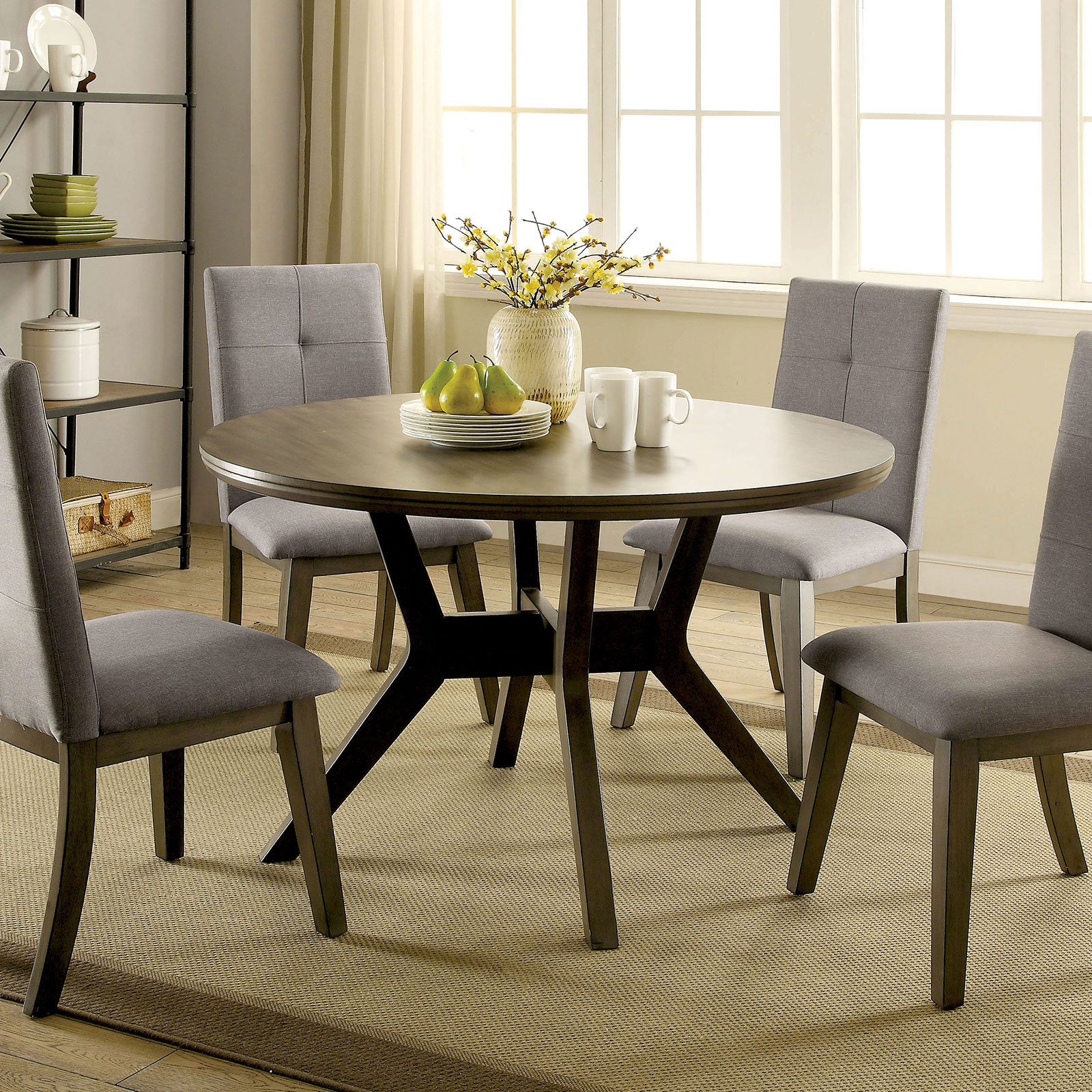 Dining :: Abelone Round Table Mid-Century Modern Gray